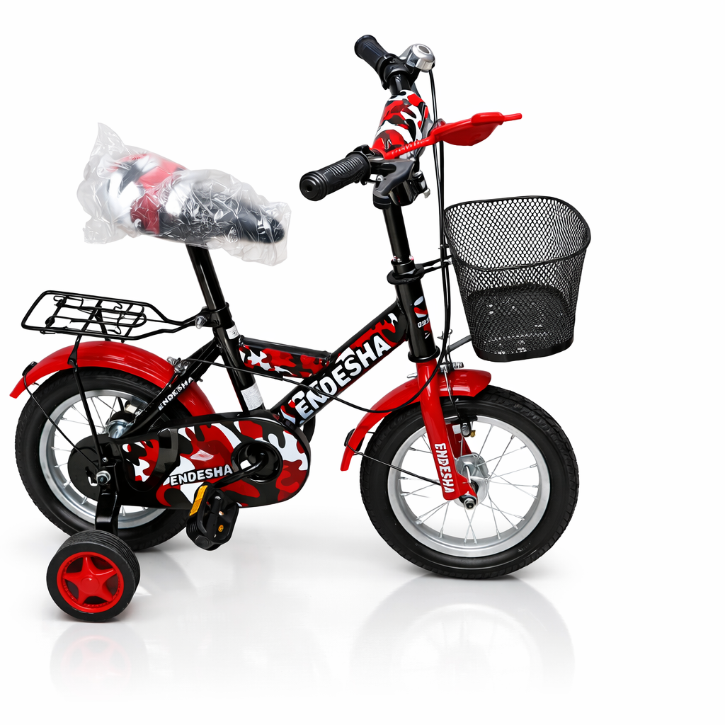 Size 12 kids bike for boys and girls with training wheels, durable frame, safe design, and comfortable riding experience.