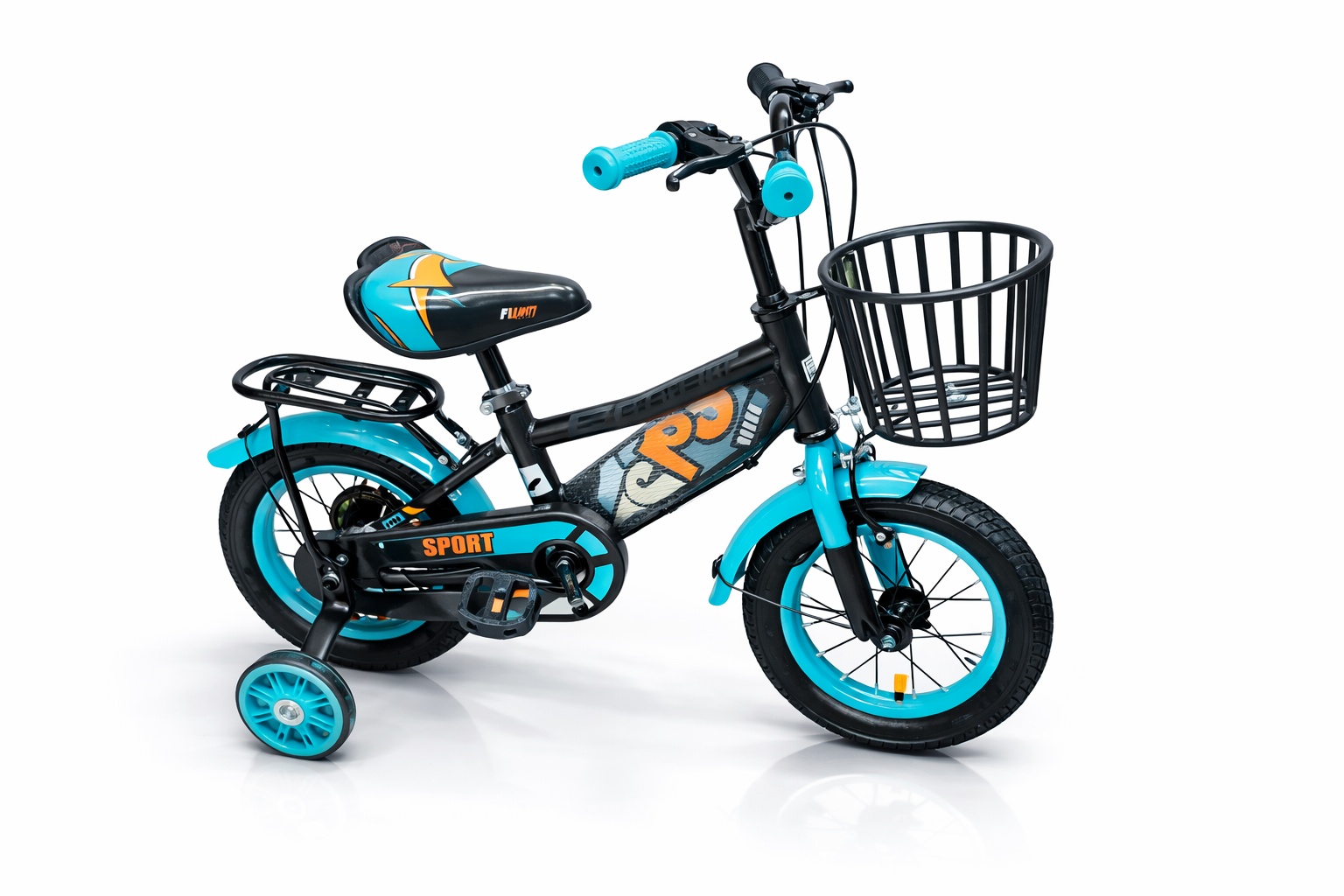 Sport Bike Size 12 kids bicycle with sporty design, sturdy frame, training wheels, and comfortable seat for young riders.