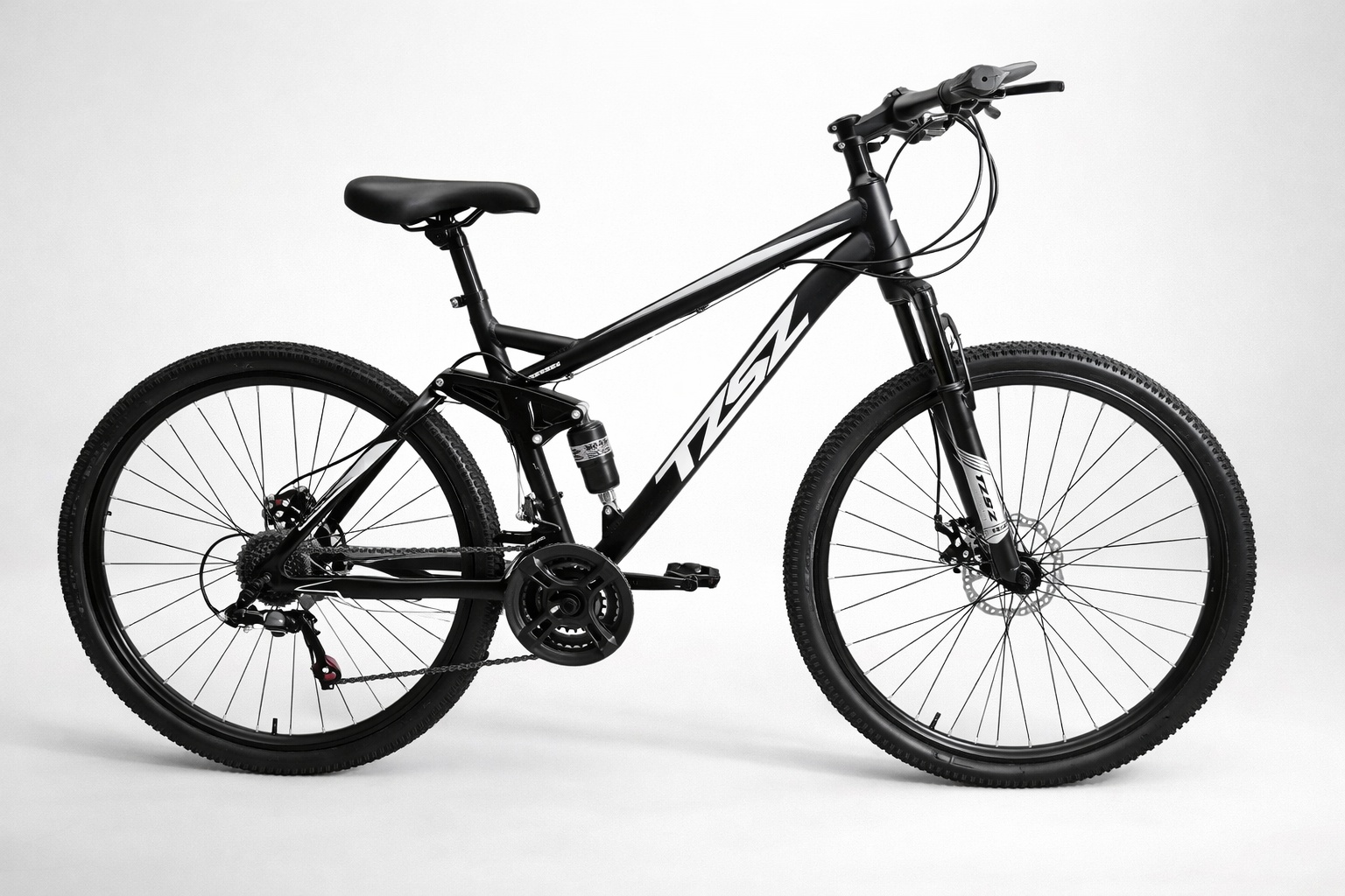 Size 26 TZSZ mountain bike with a strong steel frame, rugged tires, reliable braking system, and sporty design for everyday riding.