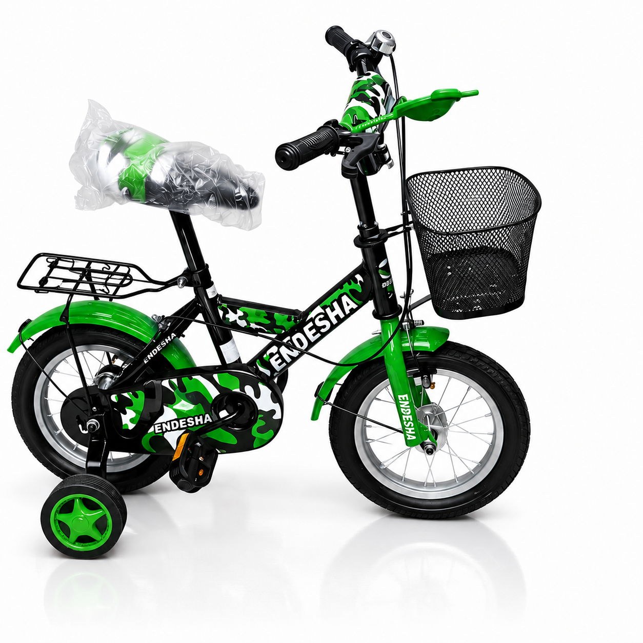 Size 12 kids bike for boys and girls with training wheels, durable frame, safe design, and comfortable riding experience.