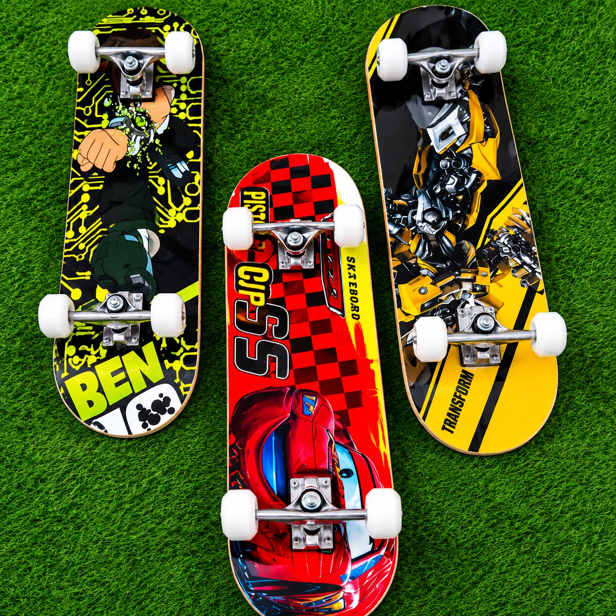 Premium complete skateboard with maple deck, PU wheels, ABEC bearings, and colorful graphics.