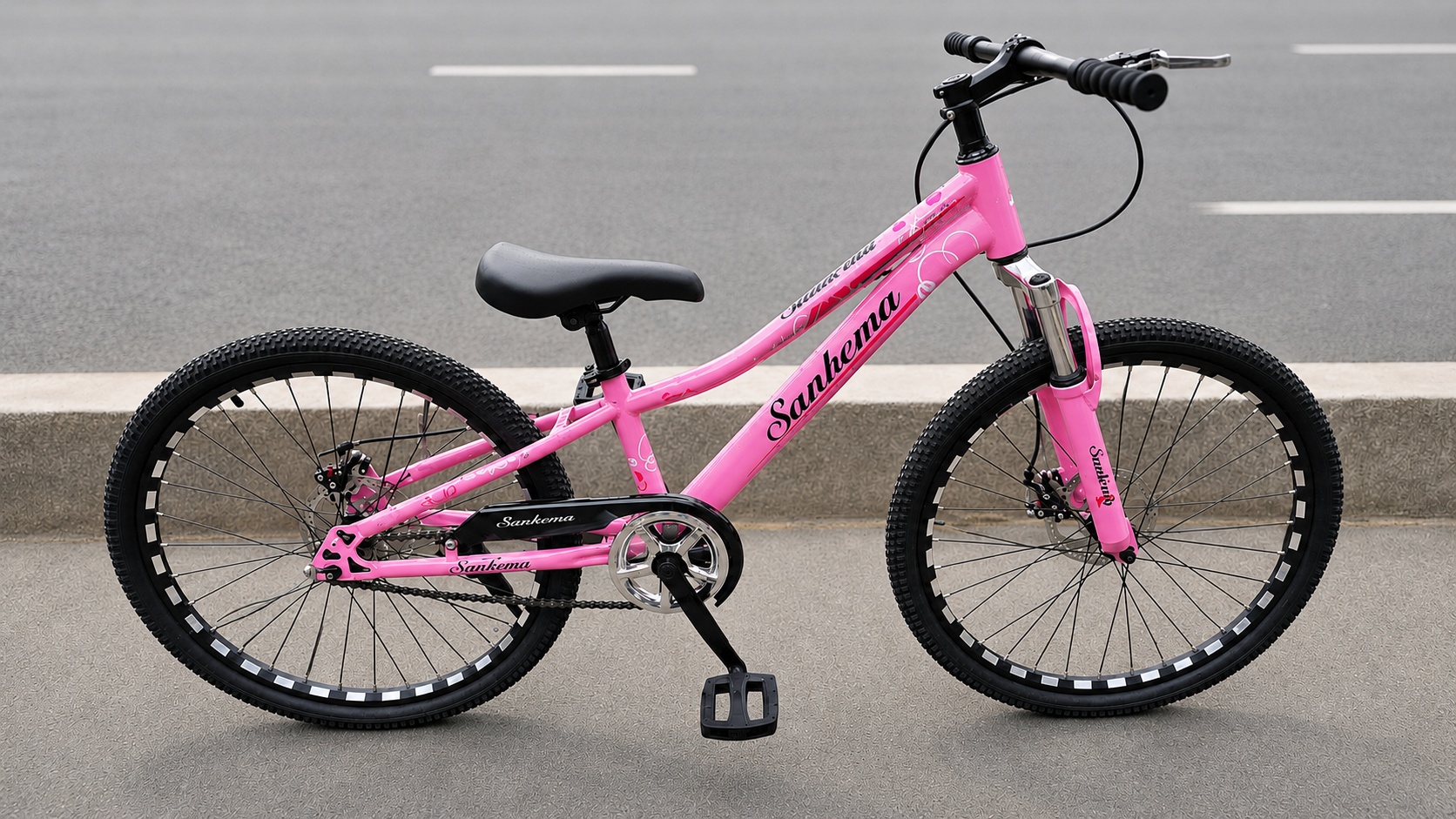 Size 24 Sanhema Bike – durable children's bicycle with sturdy frame, comfortable saddle, rear carrier, and all-terrain tires, suitable for school rides and ever