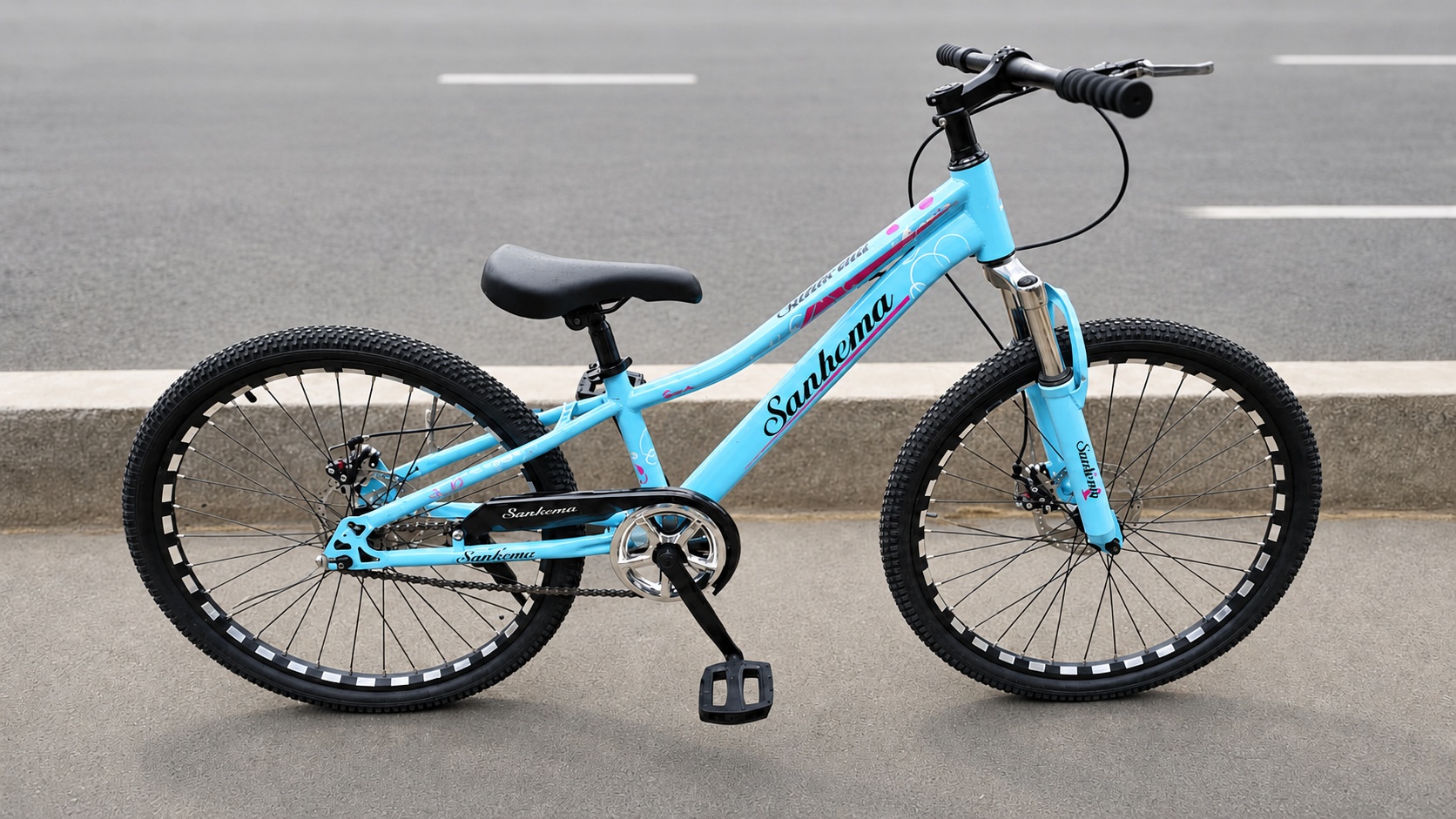 Size 24 Sanhema Bike – durable children's bicycle with sturdy frame, comfortable saddle, rear carrier, and all-terrain tires, suitable for school rides and ever
