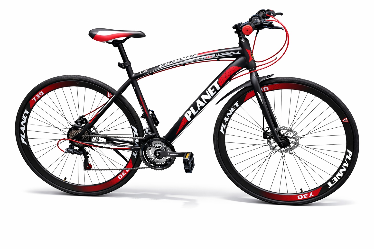 Size 27 Planet Road Bike with a lightweight frame, narrow road tires, sporty handlebars, and sleek performance-focused design.