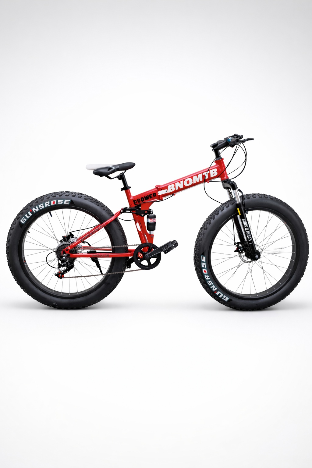 Size 26 mountain fat bike with extra-wide tires, durable frame, multi-speed gears, powerful braking system, and rugged design, built for riding on sand, gravel,